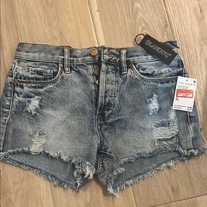 Blank NYC Blue Distressed Jean Shorts